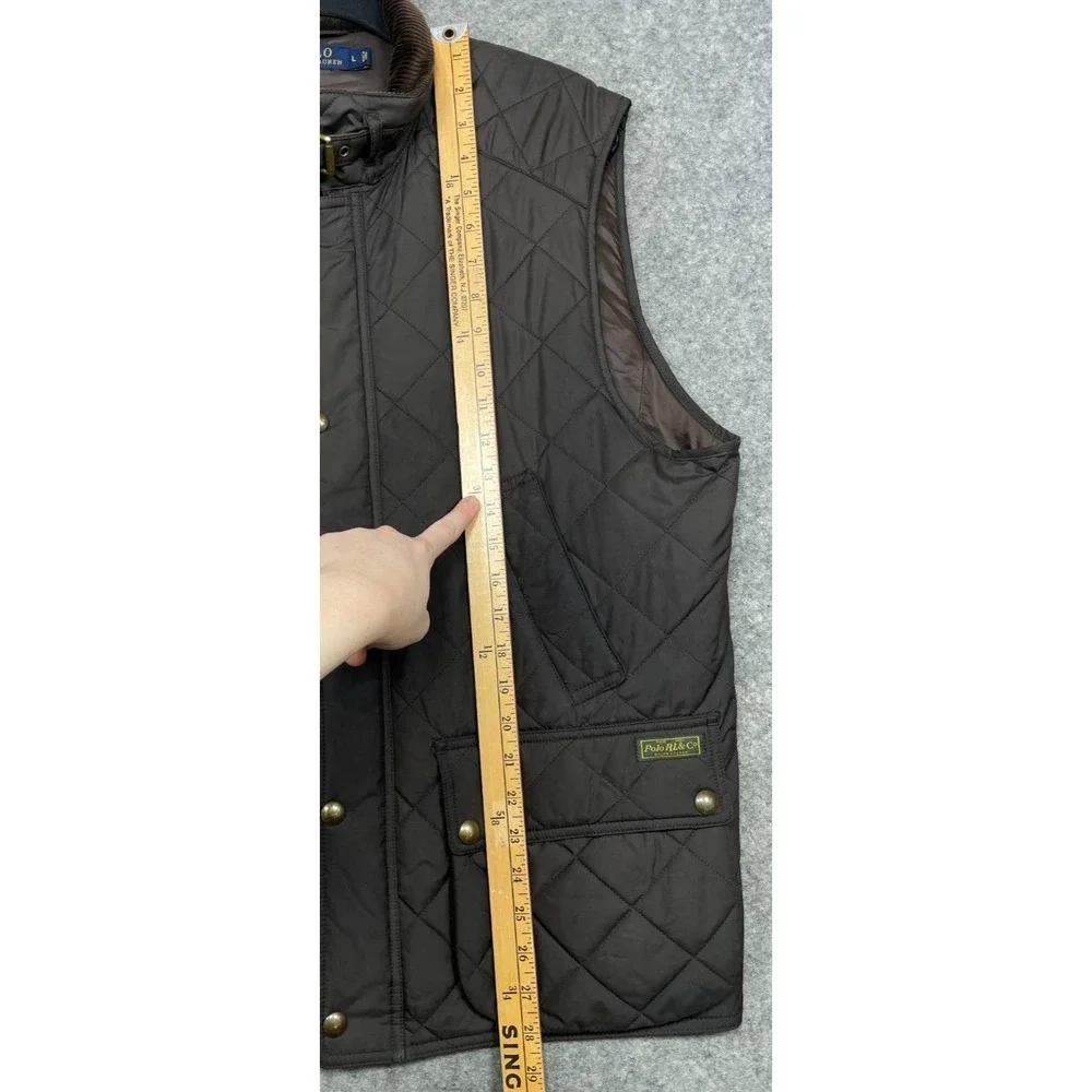 Polo Ralph Lauren Leyland Quilted Vest Brown Large Field Zip Corduroy Collar